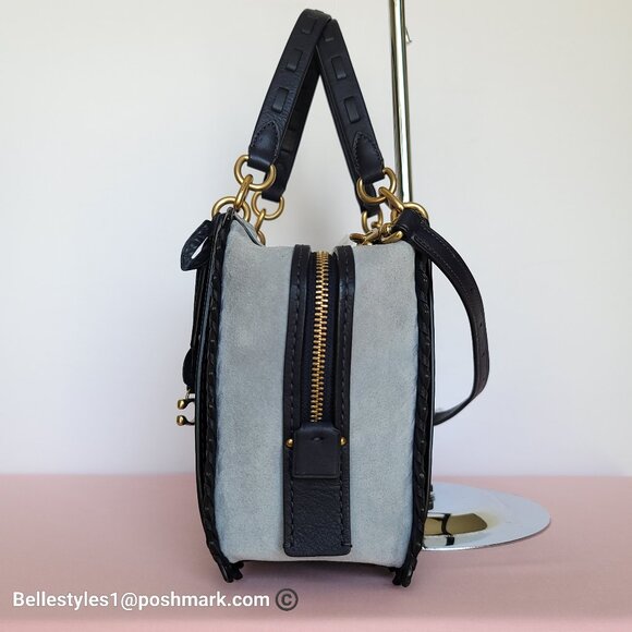 COACH Dreamer 27 Whipstitch Colorblocked Mixed Leather & Suede Satchel-Ink Mult⭐ - Picture 14 of 16